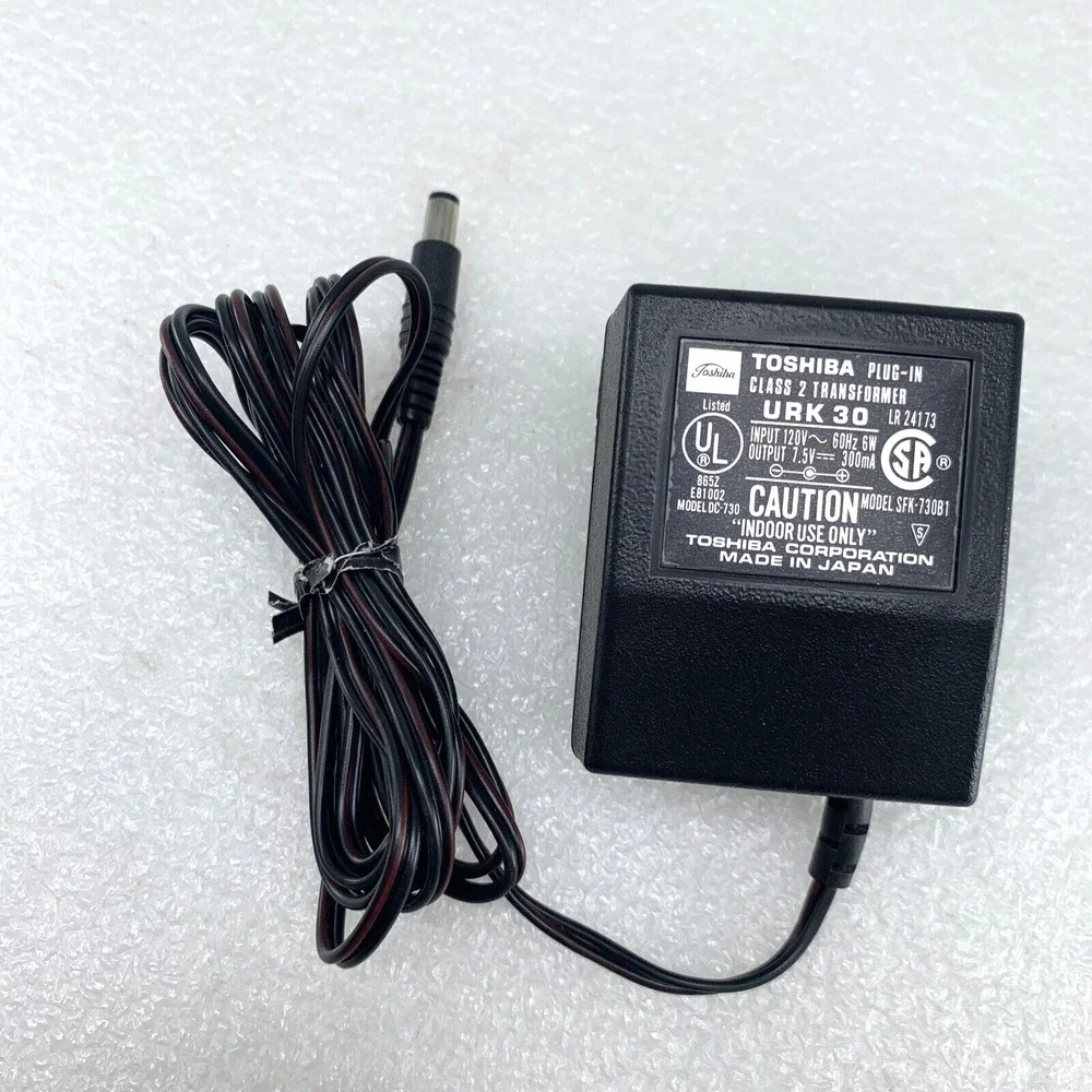 Toshiba URK 30 Class 2 Transformer 7.5V 300mA Power Supply Adapter‎ Japan